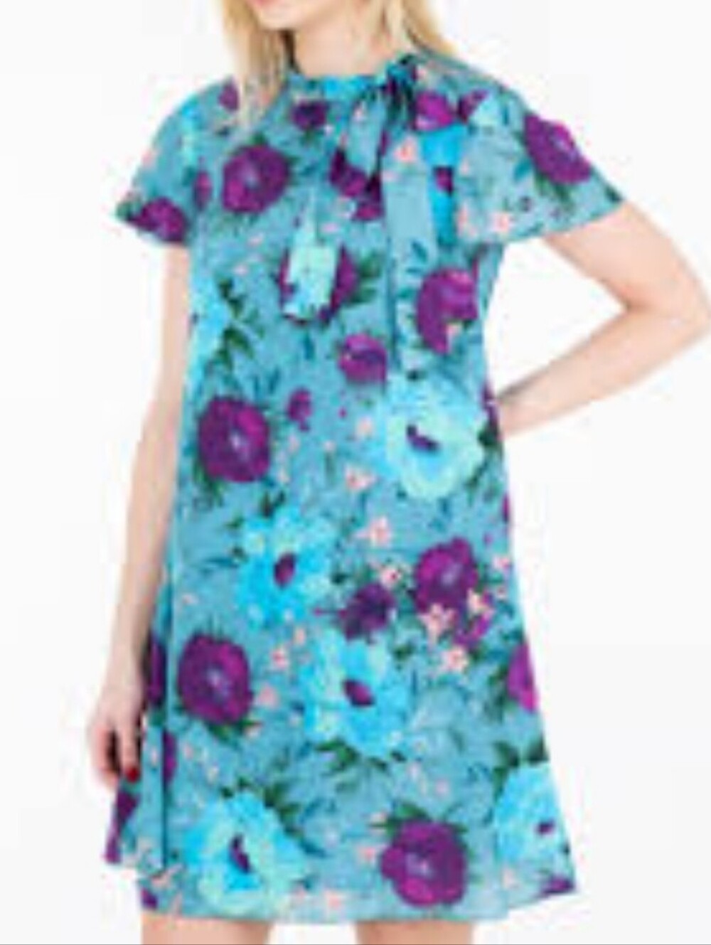 Max & Co 100% Silk Floral Tue Neck Dress